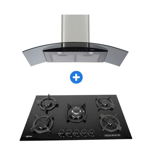 COMBO: ENCIMERA AGHASO MODULAR 90 CM GLP + CAMPANA AGHASO CHIMENEA TOUCH 90 CM
