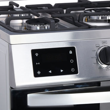 COMBO: COCINA DIGITAL 5 HORNILLAS + CAMPANA AGHASO CHIMENEA 90 CM