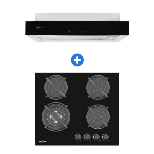COMBO: ENCIMERA AGHASO MODULAR 60 CM GLP + CAMPANA EXTRAIBLE PREMIUM 60 CM