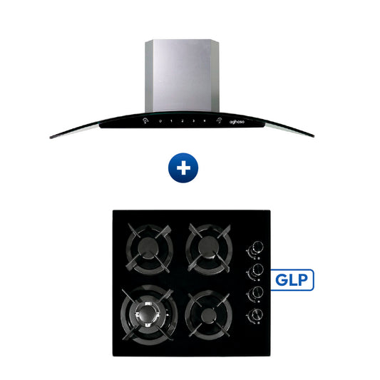 Combo Campana Chimenea Touch y Encimera GLP 60 cm Aghaso