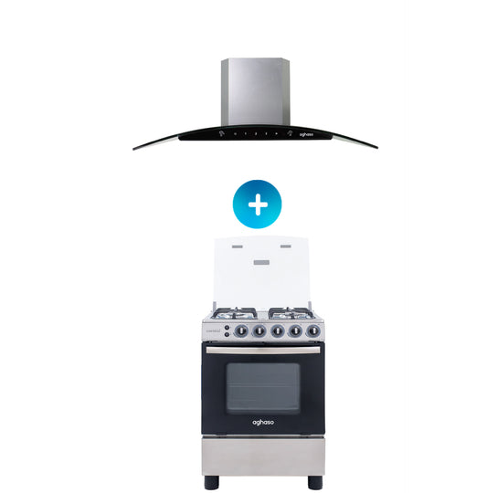 COMBO: COCINA AGHASO 4 HORNILLAS ESSEN MAS CAMPANA CHIMENEA 60 CM