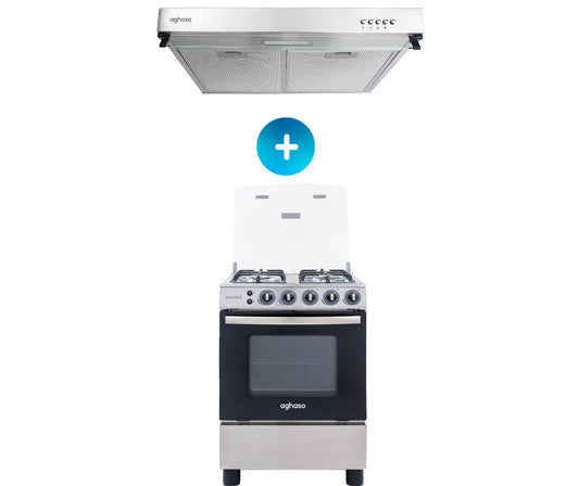 COMBO: COCINA AGHASO 4 HORNILLAS ESSEN MAS CAMPANA EXTRACTORA 60 CM