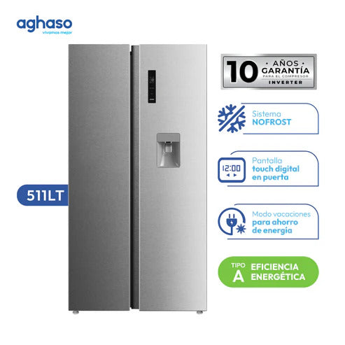 Combo Refrigeradora Side by Side 511L + Congeladora 362L Aghaso