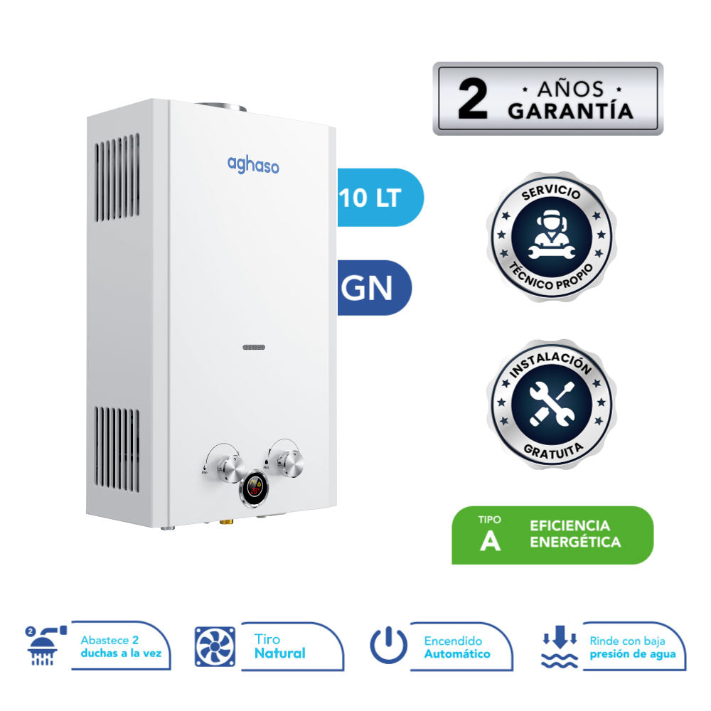 Terma a Gas Natural Aghaso 10 Litros Tiro Natural