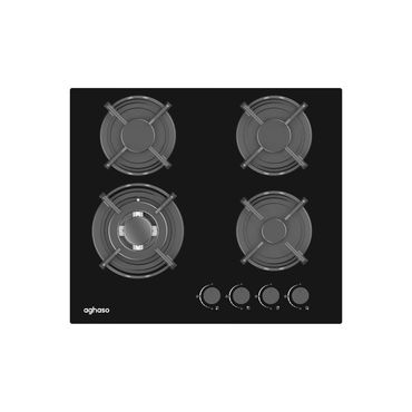 Encimera Aghaso 60 cm de Vidrio Templado 4 Hornillas GLP