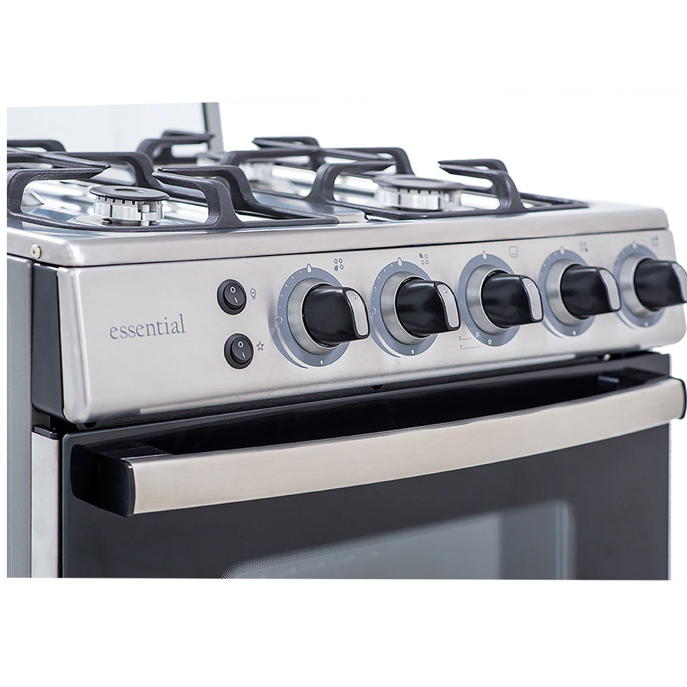 Combo: Cocina ESSENCIAL 4 HORNILLAS GLP + Campana Extraible Premium Black 60 CM