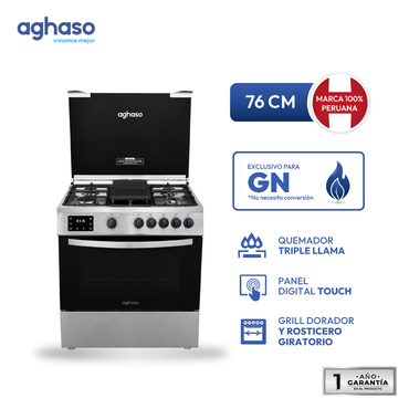 Cocina Aghaso 5 Hornillas Digital Gas Natural con Horno 105L
