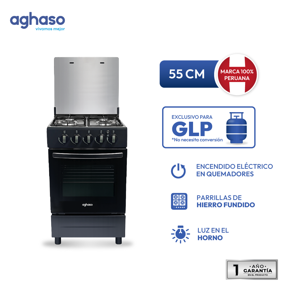 Cocina Aghaso 4 Hornillas Vital GLP con Horno 62L