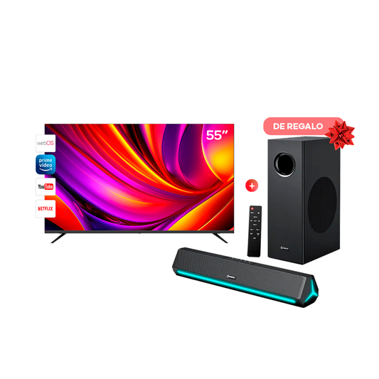 COMBO: TV AGHASO 55" ULTRA HD 4K + SOUNDBAR