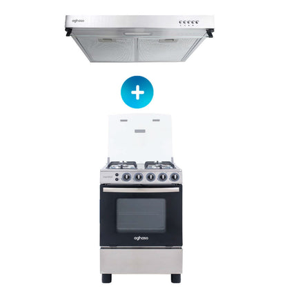 COMBO: COCINA AGHASO 4 HORNILLAS ESSENCIAL + CAMPANA EXTRACTORA 60 CM