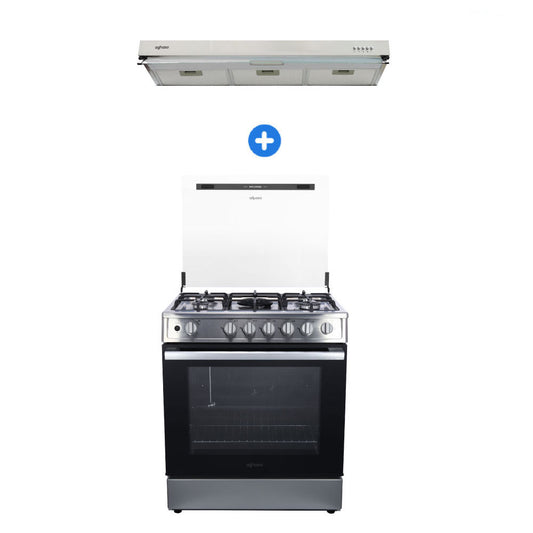 COMBO: COCINA PROFESIONAL HIGH FLAME  + CAMPANA AGHASO EXTRACTORA 90 CM