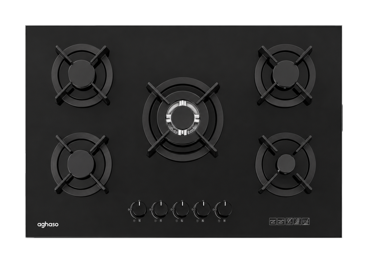 Tricombo Campana Extractora Black 90 cm + Encimera de Vidrio GN 90 cm + Horno Eléctrico 8 Funciones 60 L Aghaso