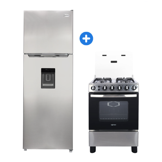 DUO PERFECTO: REFRIGERADORA AGHASO 345 LT + COCINA AGHASO 4H PREMIUM