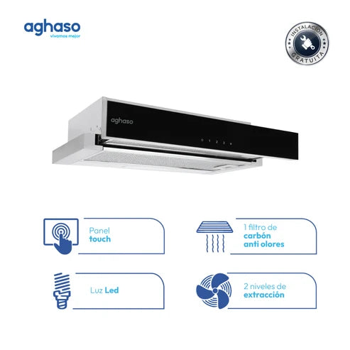 Tricombo Aghaso Premium: Campana Extraíble + Encimera Vidrio + Horno