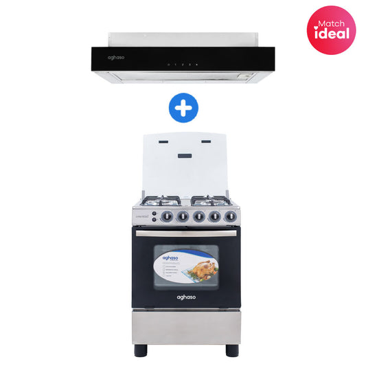 Combo: Cocina ESSENCIAL 4 HORNILLAS GLP + Campana Extraible Premium Black 60 CM