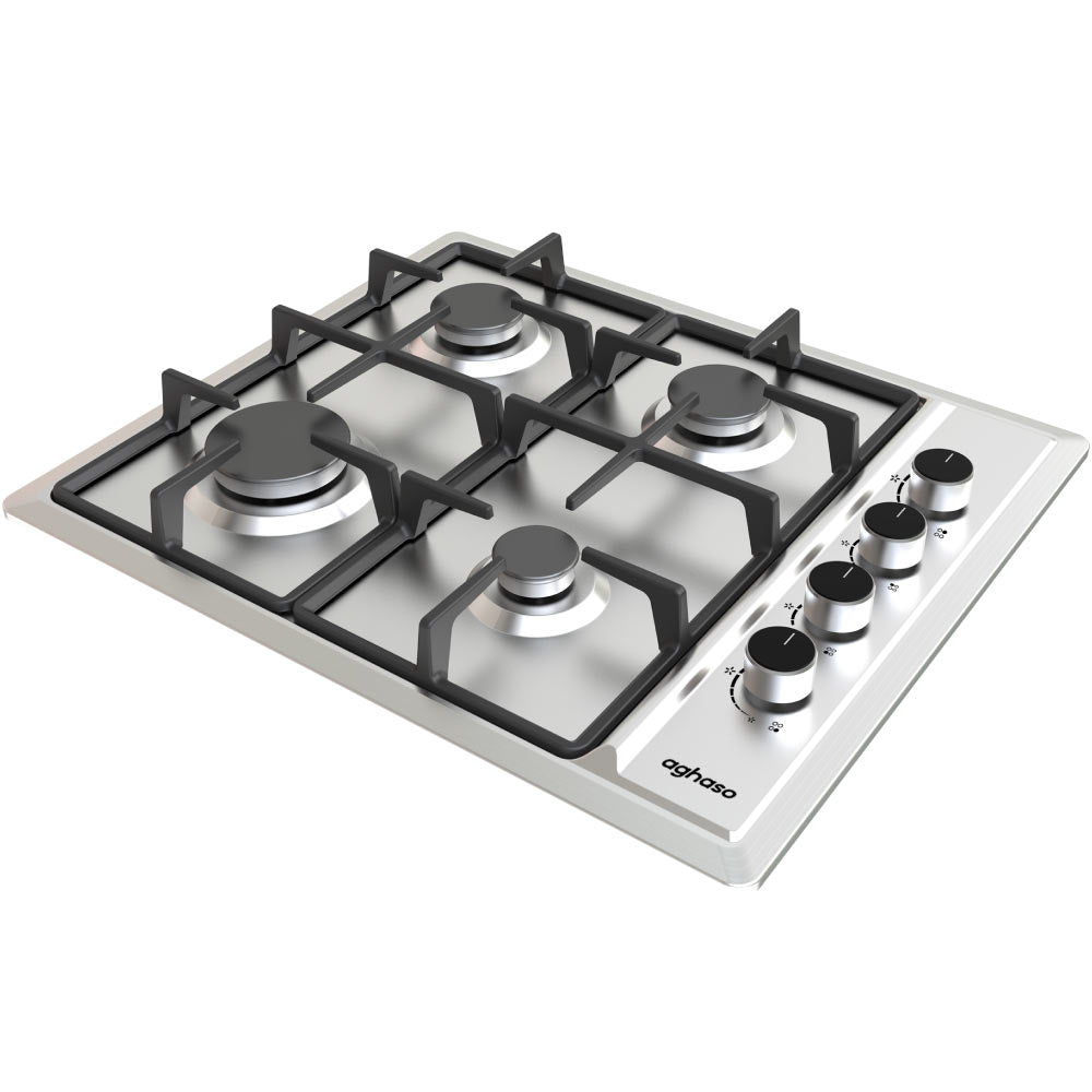 Combo: Encimera Aghaso Inox Compacta GLP + Campana Extraible Premium Black 60 CM + Horno 4 Funciones GLP