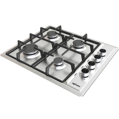 Combo: Encimera Aghaso Inox Compacta GLP + Campana Extraible Premium Black 60 CM + Horno 4 Funciones GLP