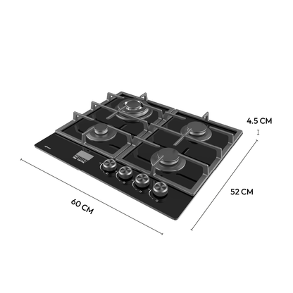 Combo Campana Extractora Black 60 cm + Encimera Compacta GLP 60 cm Aghaso