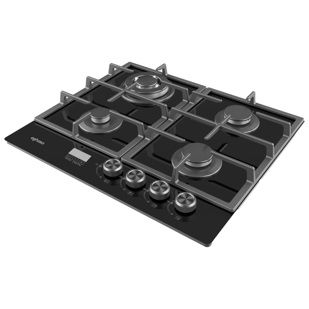 Combo: Encimera Aghaso Mesa Vidrio 60 CM Compacta GLP + Campana Extraible Premium 60 CM + Horno 4 Funciones GLP