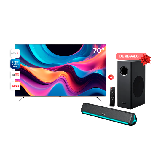 COMBO: TV AGHASO 70" ULTRA HD 4K + SOUNDBAR