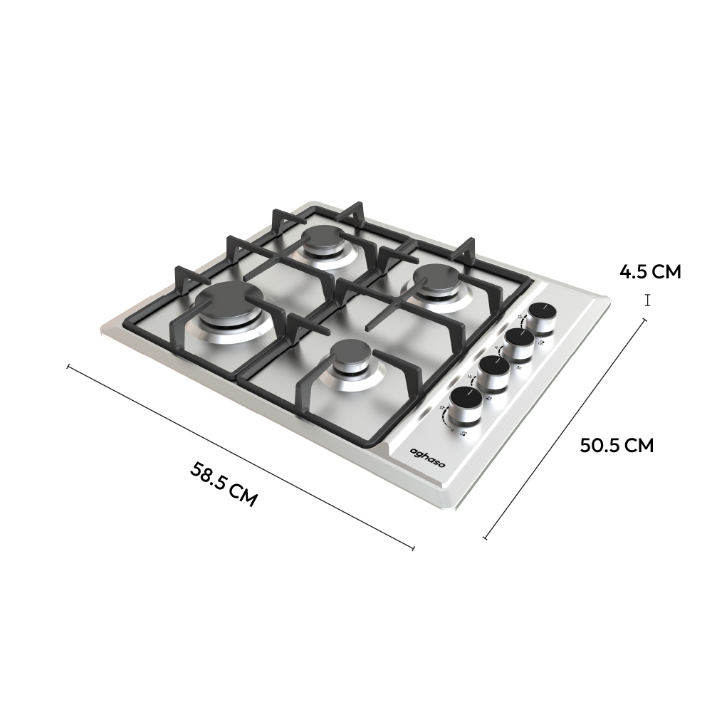 Combo Campana Extractora Inox 60 cm + Encimera Inox Compacta GLP 60 cm Aghaso