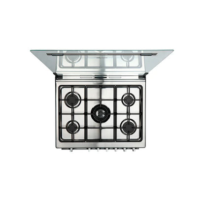 COMBO: COCINA AGHASO 5 HORNILLAS HIGH FLAME MAS CAMPANA EXTRACTORA 90 CM