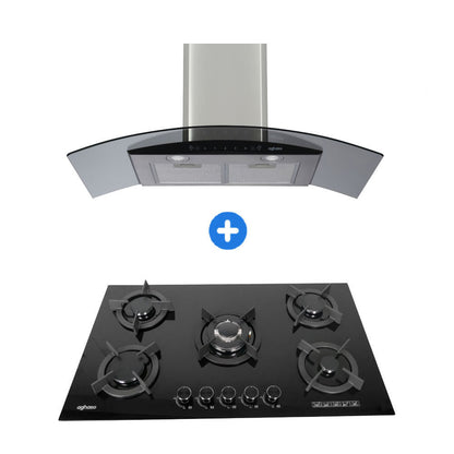 COMBO: ENCIMERA AGHASO MODULAR 90 CM GLP + CAMPANA AGHASO CHIMENEA TOUCH 90 CM