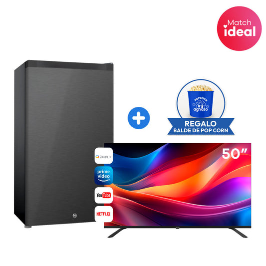 DUO PERFECTO: FRIGOBAR 88L + TV 50" AGHASO 4K SIN BORDE