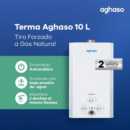 Terma AGHASO 10L a Gas Natural Tiro Forzado con Encendido Automático
