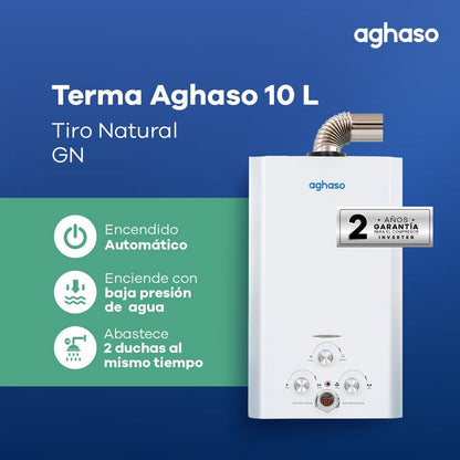 Terma Aghaso 10L a Gas Natural Tiro Natural con Encendido Automático
