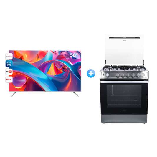 COMBO: COCINA AGHASO PROFESIONAL HIGH FLAME 5H + TV 58'' AGHASO UHD 4K