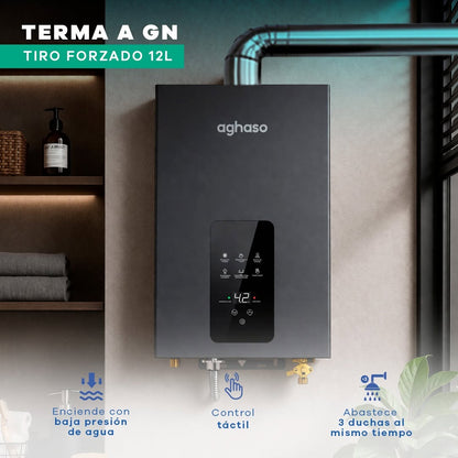Terma Aghaso 12L Gas Natural Digital Tiro Forzado con Display
