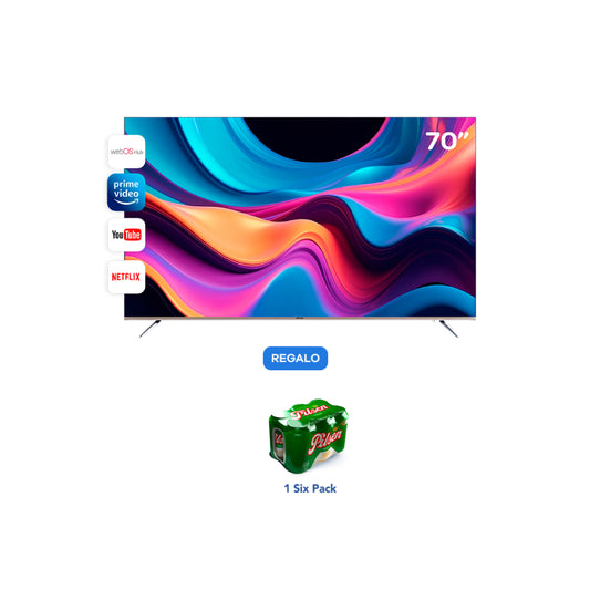 TV AGHASO 70'' UHD 4K SMART | REGALO 1 SIXPACK Pilsen