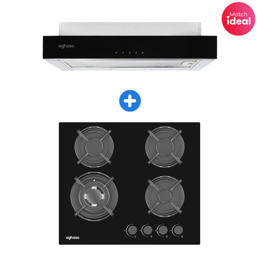 COMBO: ENCIMERA AGHASO MODULAR 60 CM GLP + CAMPANA EXTRAIBLE PREMIUM 60 CM