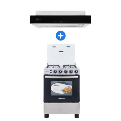 Combo: Cocina ESSENCIAL 4 HORNILLAS GLP + Campana Extraible Premium Black 60 CM
