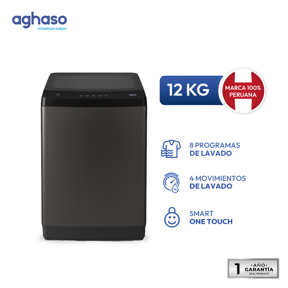 Combo Lavadora Automática 12 kg + Secadora de Ropa 20 kg Aghaso | Lavado Completo