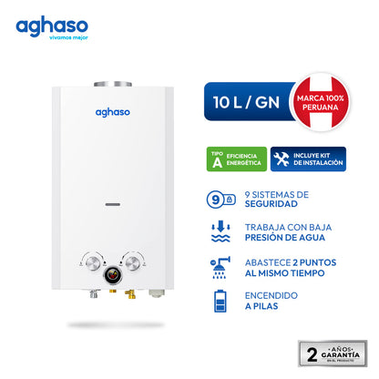 Terma a Gas Natural Aghaso 10 Litros Tiro Natural