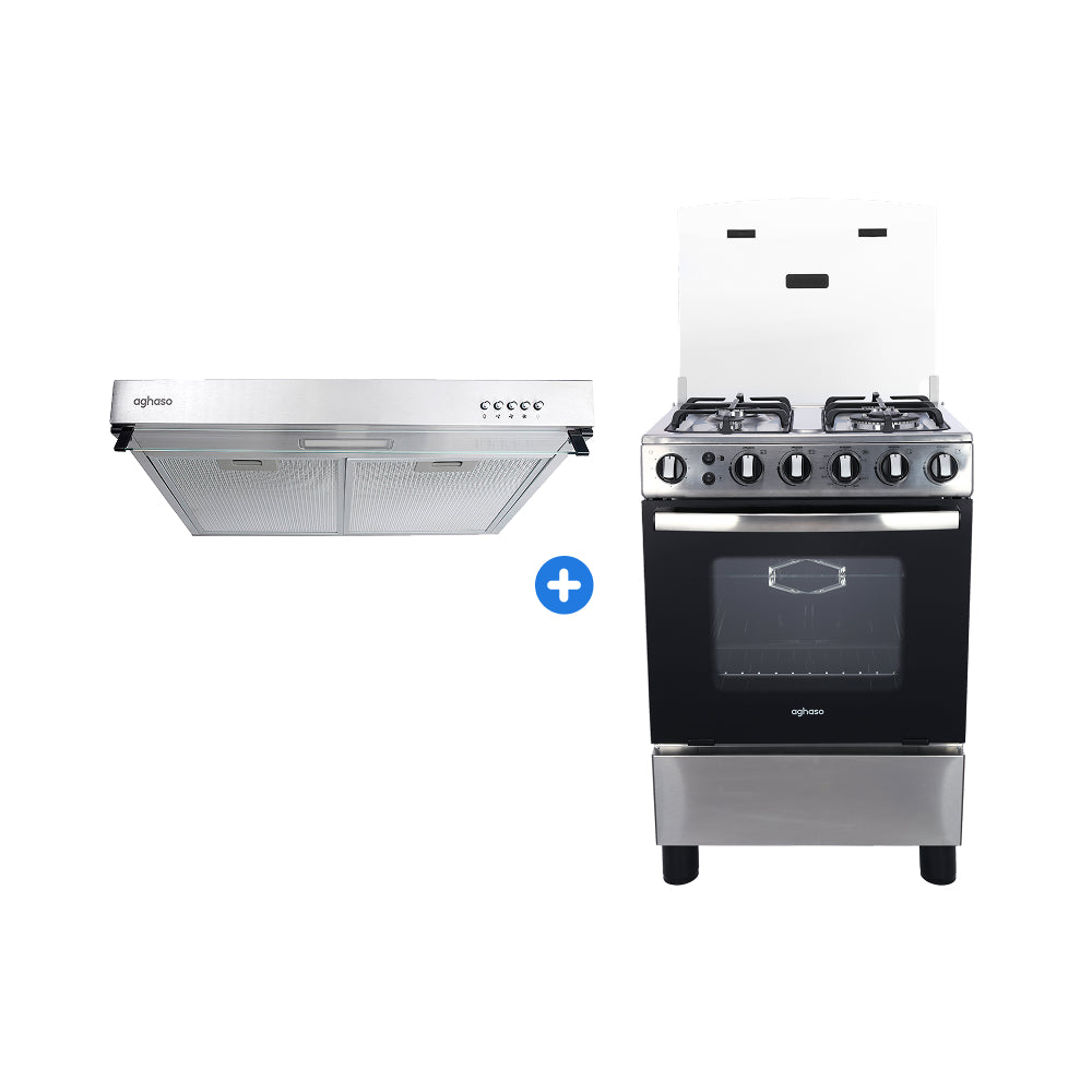 COMBO: COCINA AGHASO 4 HORNILLAS - ESSENCIAL GN + CAMPANA EXTRACTORA 60 cm