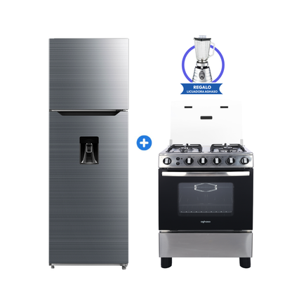 COMBO: REFRIGERADORA AGHASO 338 L + COCINA PREMIUM GLP