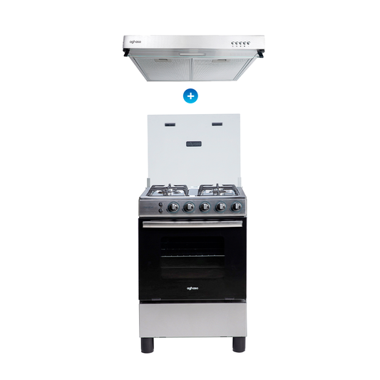COMBO: COCINA AGHASO 4 HORNILLAS - ESSENCIAL GN + CAMPANA EXTRACTORA 60 cm