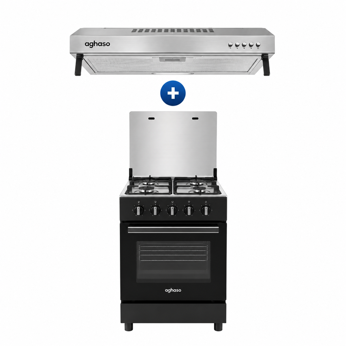 Combo Campana Extractora INOX 60 cm + Cocina Vital GLP 60 cm Aghaso