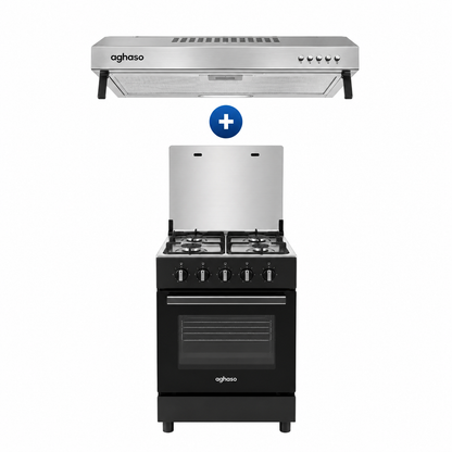 Combo Campana Extractora INOX 60 cm + Cocina Vital GLP 60 cm Aghaso
