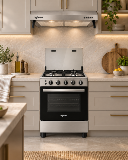 Combo Campana Extractora Inox 60 cm + Cocina Essential GLP 4 Hornillas Aghaso