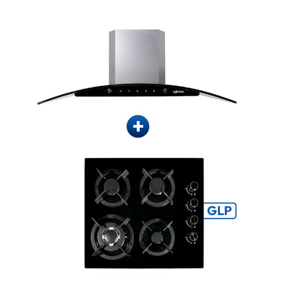 Combo Campana Chimenea Touch y Encimera GLP 60 cm Aghaso