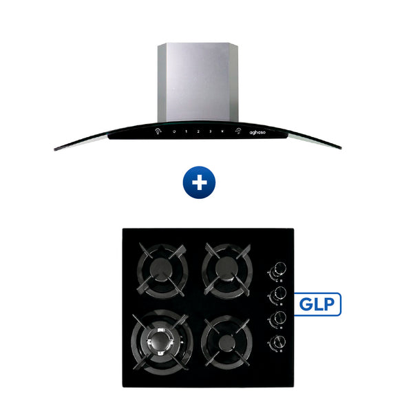 Combo Campana Chimenea Touch y Encimera GLP 60 cm Aghaso