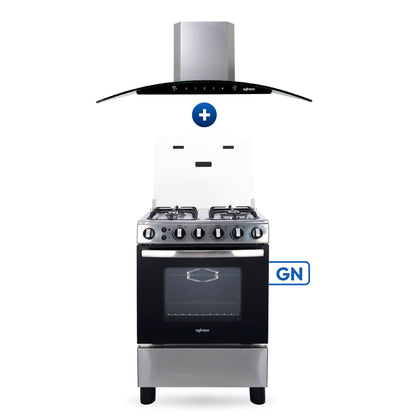 Combo Cocina Premium 4 Hornillas + Campana Chimenea Touch 60 cm Aghaso | Gas Natural