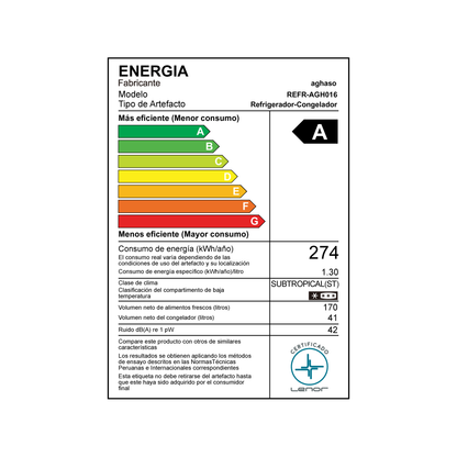 Refrigeradora Aghaso 211 L Defrost con Dispensador