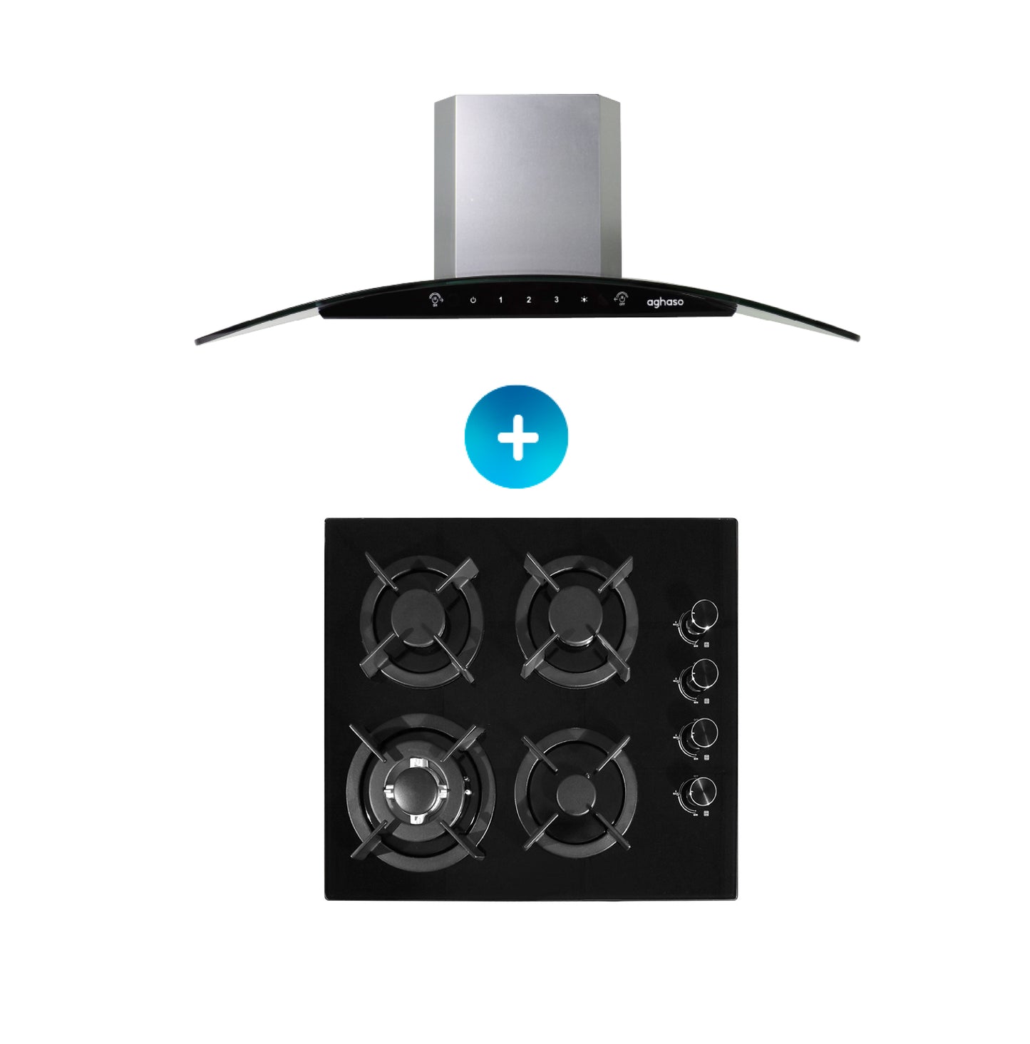 COMBO: ENCIMERA 4 HORNILLA + CAMPANA CHIMENEA TOUCH DE 60 CM