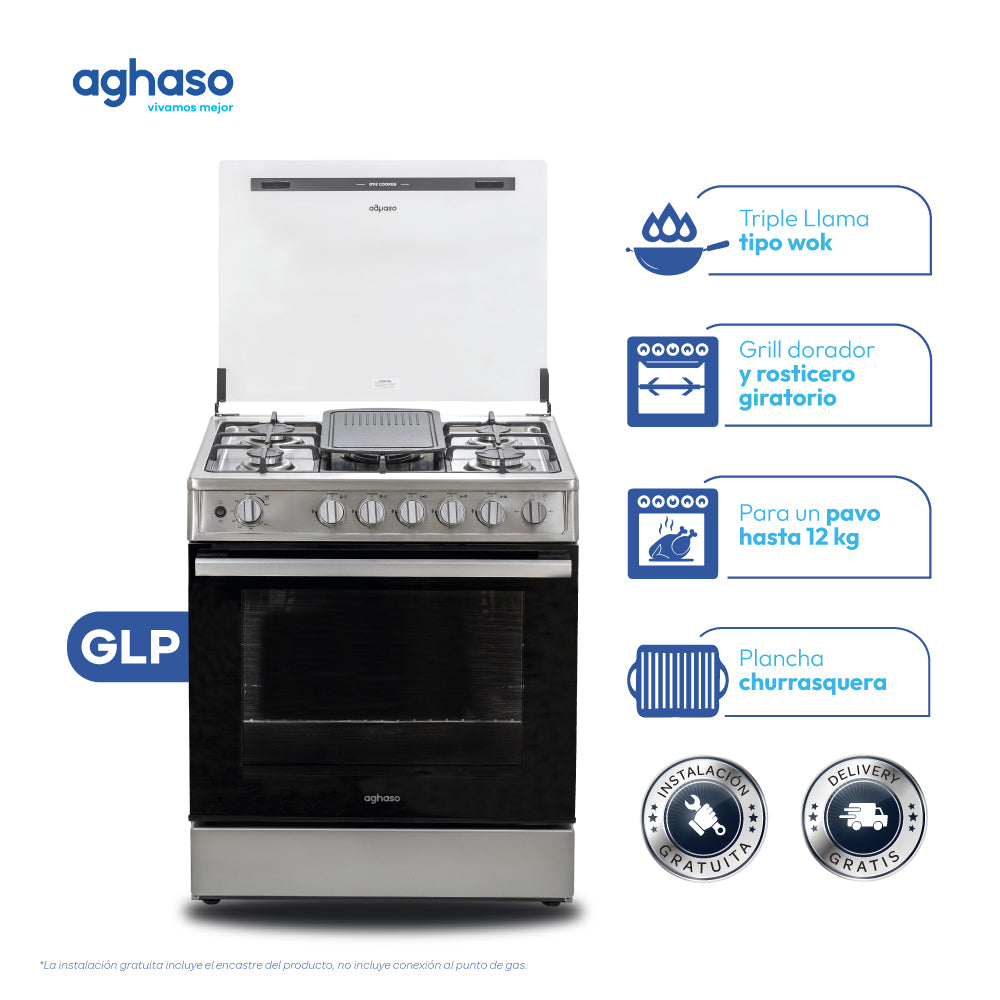 COCINA AGHASO HIGH FLAME 5 HORNILLAS GLP