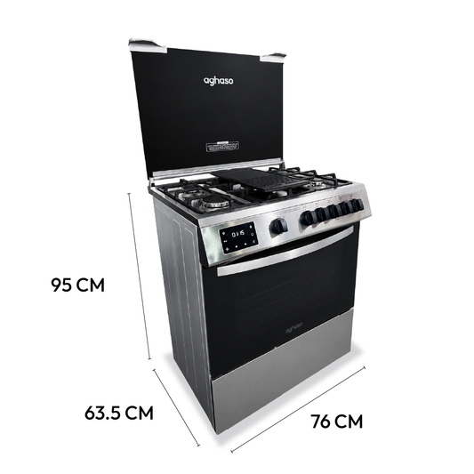 Cocina Aghaso 5 Hornillas Digital GLP con Horno 105L y Rosticero